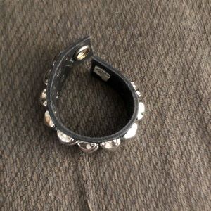 Two row studded leather punk bracelet size small